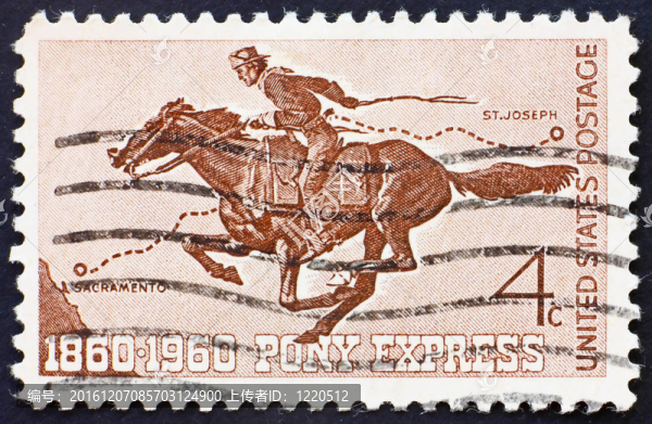 郵票美國(guó)1960小馬快車(chē)騎士