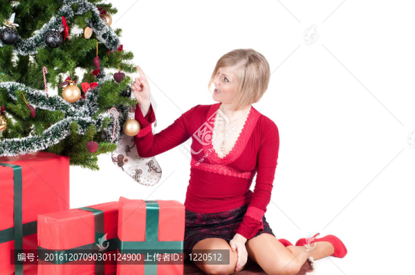 帶圣誕禮物的快樂女人