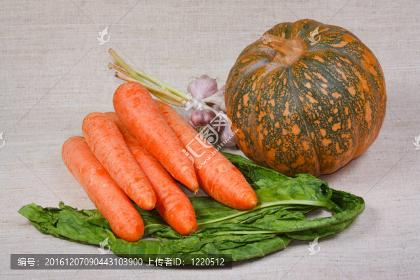 新鮮胡蘿卜；南瓜；大蒜和蔬菜