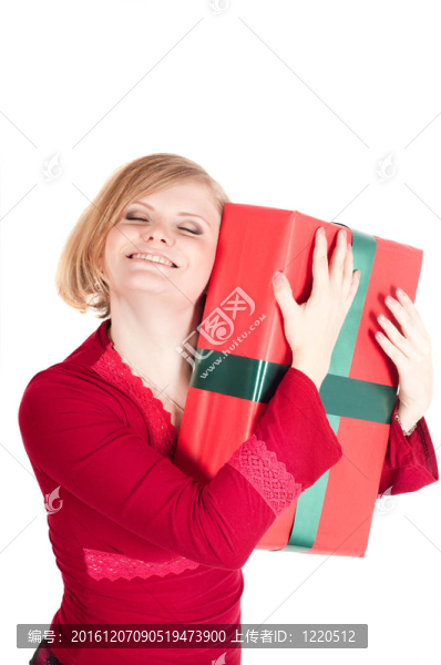 帶圣誕禮物的快樂女人