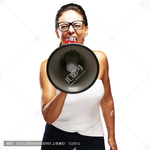 女人用擴(kuò)音器