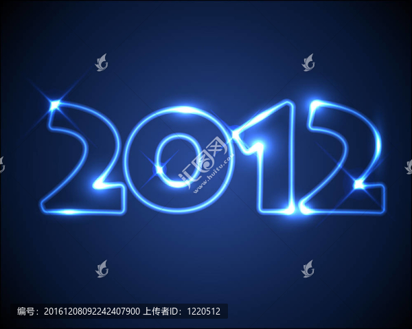 藍(lán)色霓虹燈新年賀卡2012