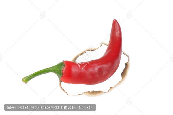 在白色背景上燒紅辣椒