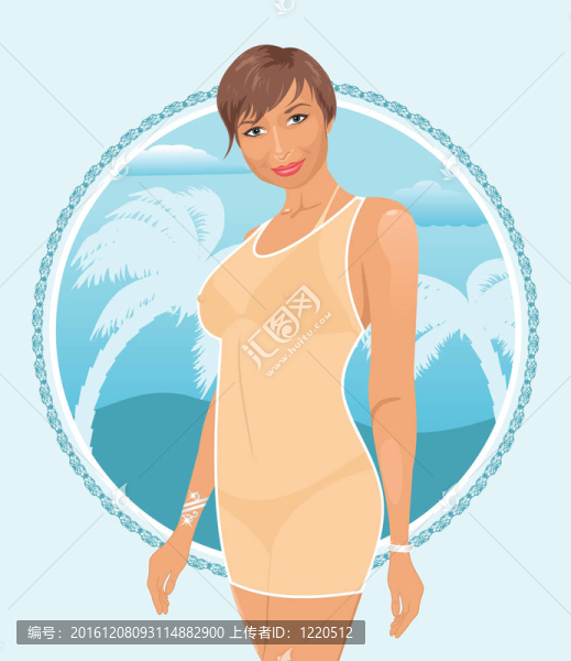 夏日背景的漂亮女孩