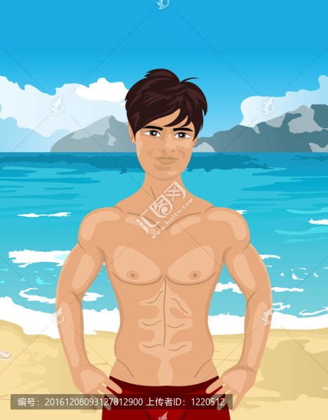 海灘上的強(qiáng)壯的男人