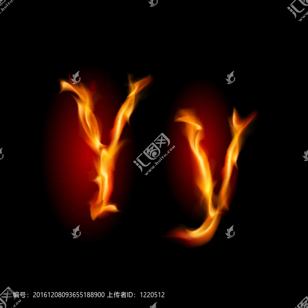 火熱的字體。字母Y