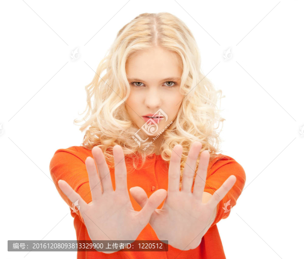 女人做停止手勢