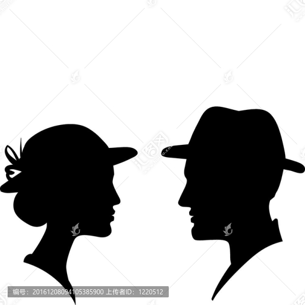 男女臉輪廓剪影；男女