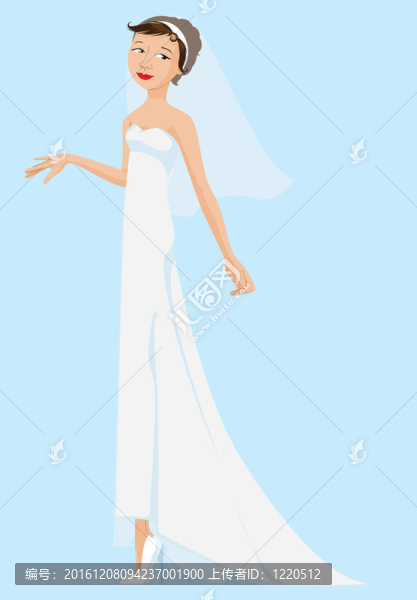 新娘穿著白色的禮服和面紗