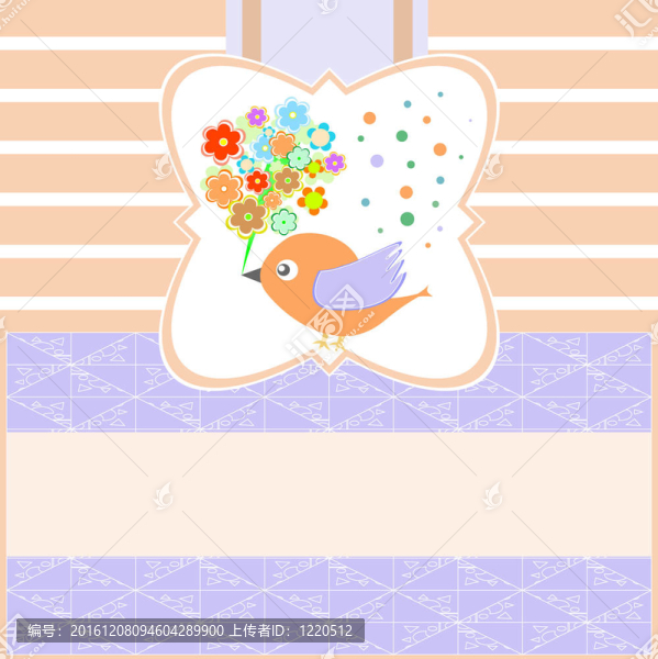 鳥類用問候花朵卡片空白