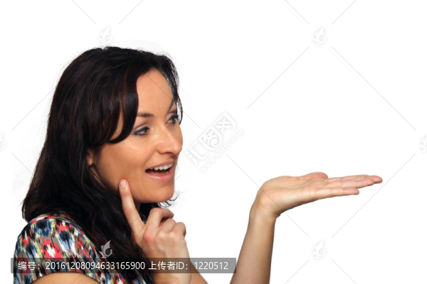 伸長(zhǎng)手黑發(fā)輪廓爆頭；手掌向上（4）