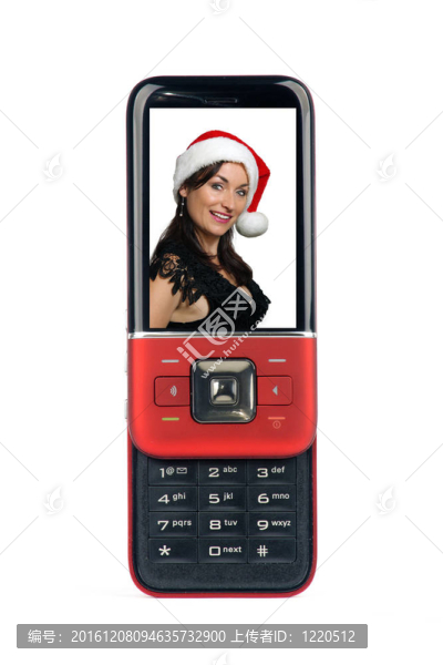 一般的滑蓋手機呈現出美麗的黑色的Santa,Hat