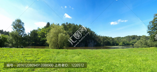 湖邊的綠色全景