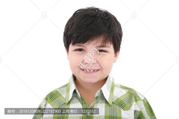 可愛(ài)的笑容快樂(lè)的小男孩孤立在白色背景