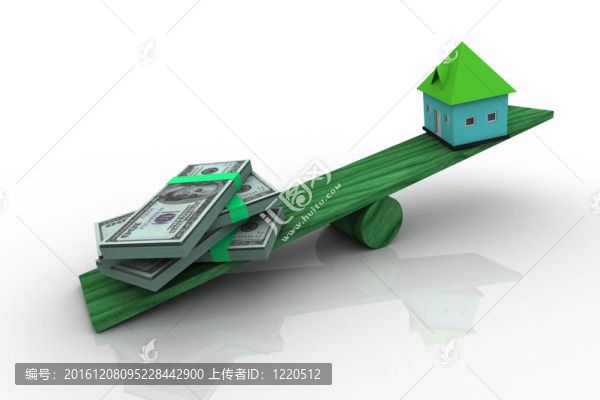 房子和錢在秤板上