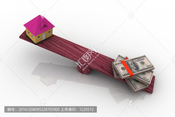 房子和錢在秤板上
