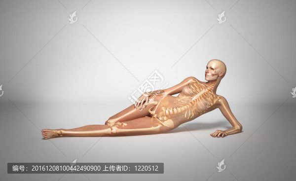 有骨骨架的婦女。