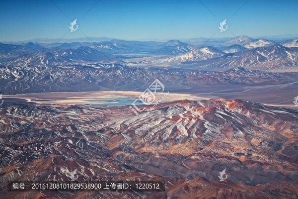 智利阿塔卡馬沙漠火山鳥瞰圖