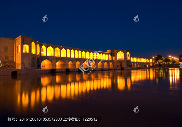 khajoo大橋zayandeh河；伊斯法罕；伊朗