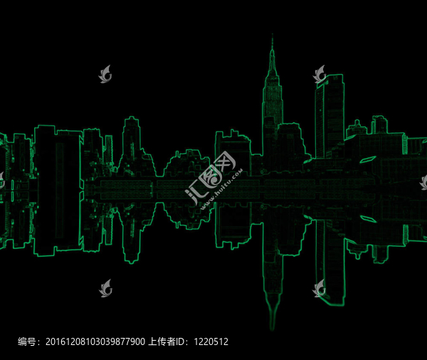 霓虹燈中的紐約天際線