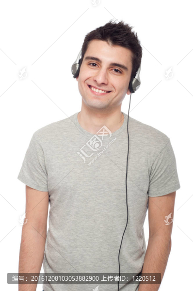 休閑男士聽音樂