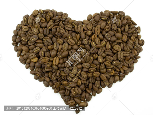 以心臟的形式存在的咖啡豆