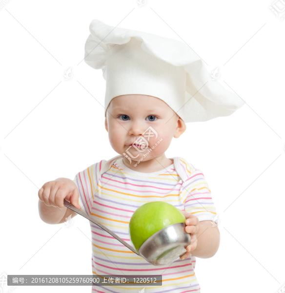 有趣的孩子與綠色蘋果健康食品