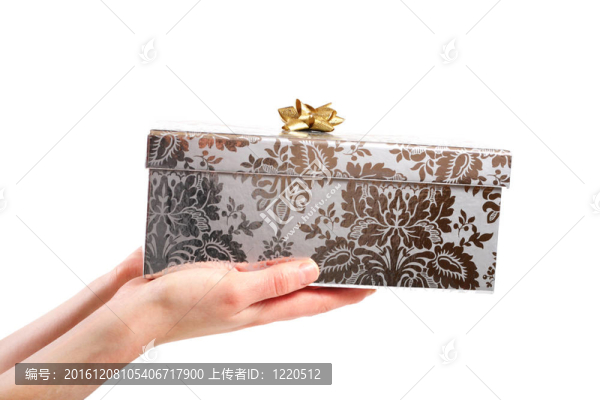 禮品盒在白色背景下的雙手隔離