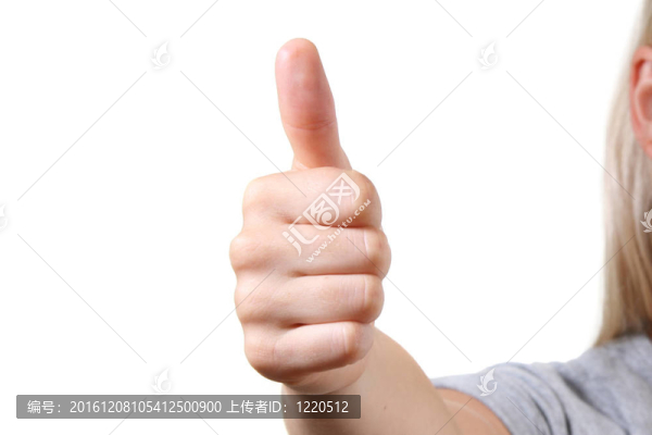 拇指女人。白色隔離