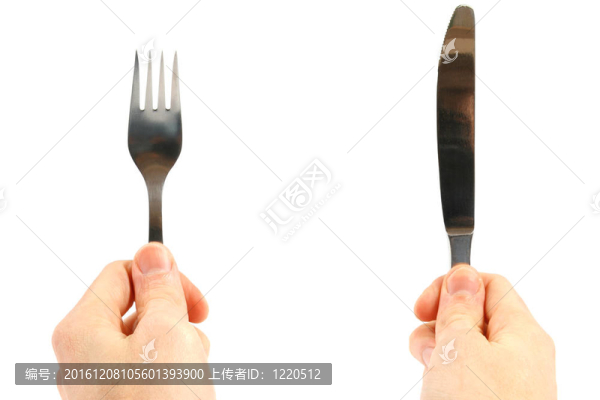 在白色背景下孤立的刀叉