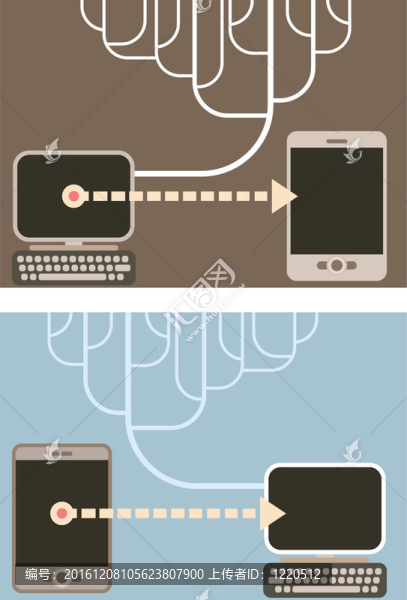 電腦連接插畫