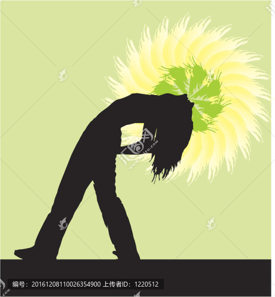 站在太陽背景下的女孩剪影