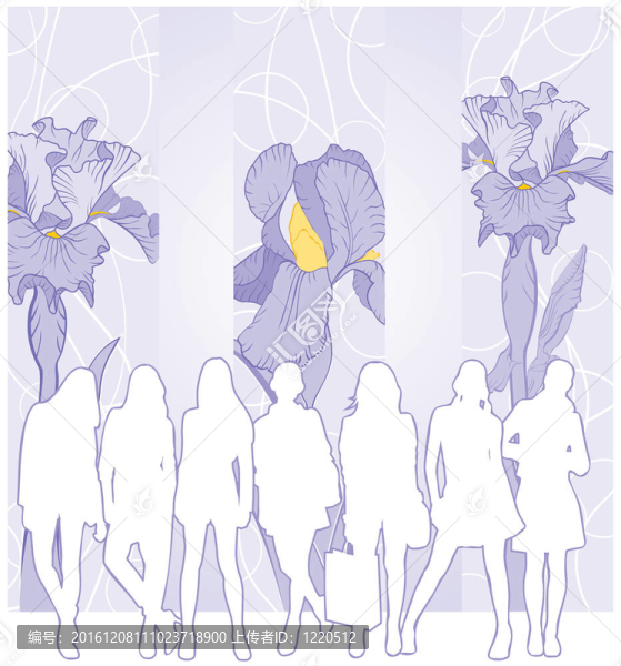 年輕女性與iris,flower