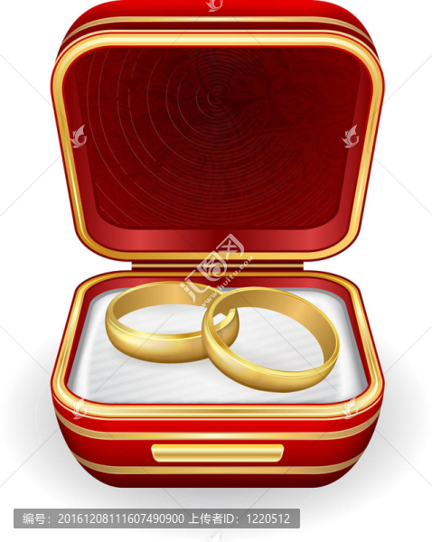 金戒指在紅盒子里