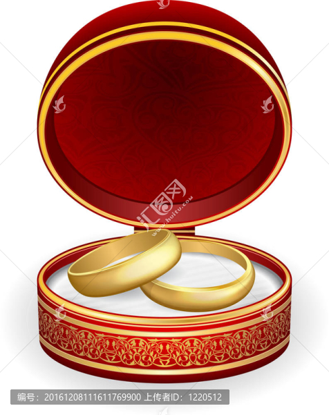 金戒指在紅盒子里