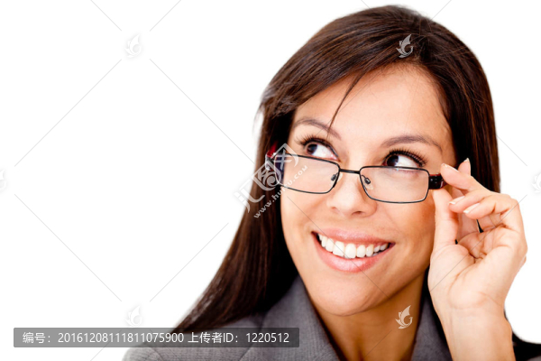 聰明的女商人戴眼鏡