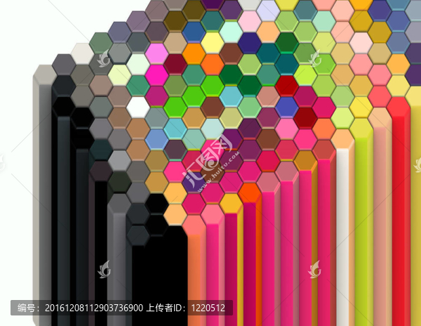 多重顏色的六邊形的等距3D渲染