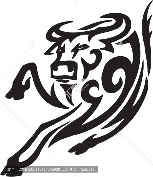 部落風格的公牛-圖像。