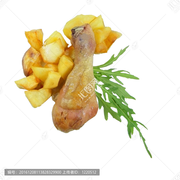 烤雞肉drusmstick土豆和火箭