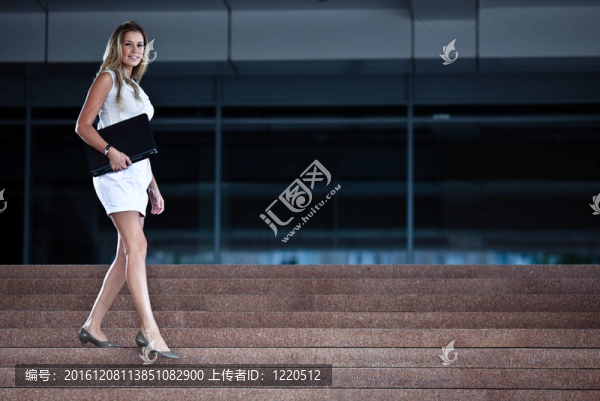年輕漂亮的女商人和一個(gè)筆記本