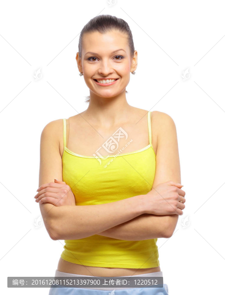 美麗的體育年輕女子孤立的白色