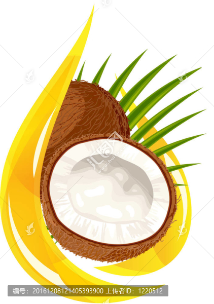 椰子油。程式化的下降。