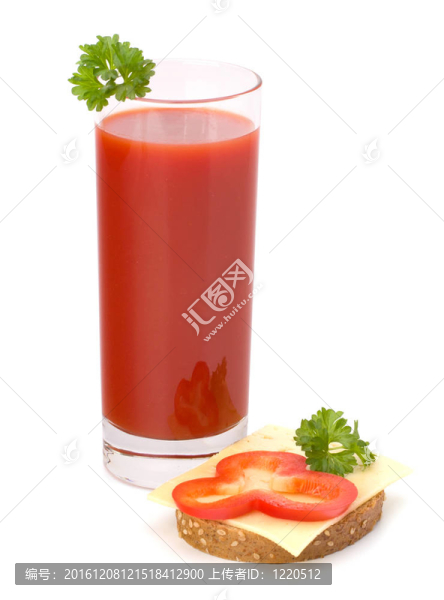番茄汁玻璃和三明治