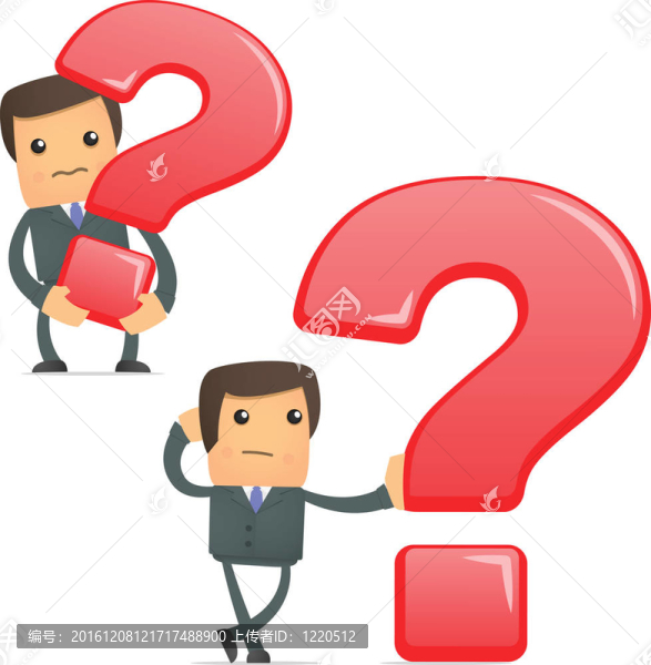 滑稽卡通商人帶問(wèn)號(hào)