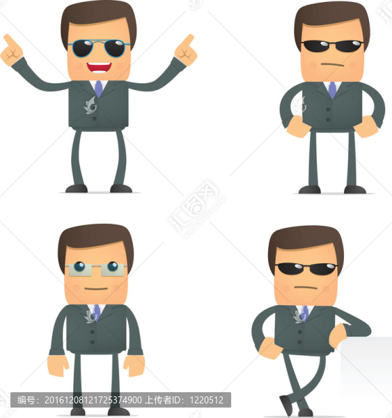 戴眼鏡的滑稽卡通商人