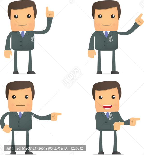滑稽的商人把手指伸到一邊