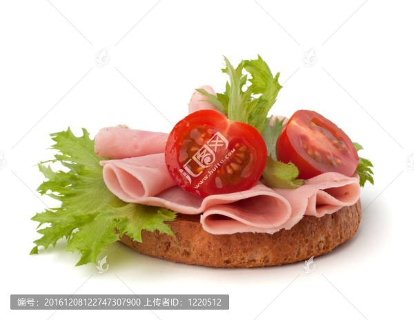 健康三明治配蔬菜和煙熏火腿