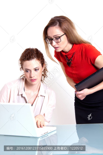 兩個(gè)女商人正在討論一個(gè)工作上的問題