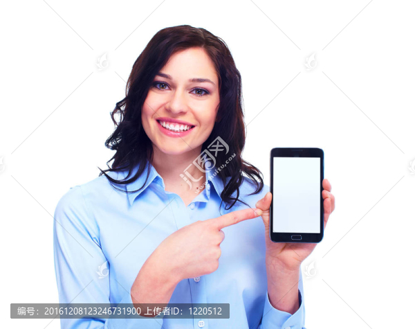 年輕的商業(yè)婦女與電話。