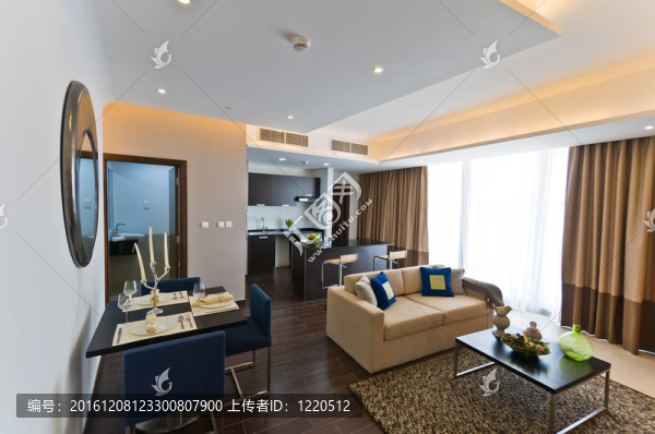現(xiàn)代公寓的廚房和lounge.nef內(nèi)部
